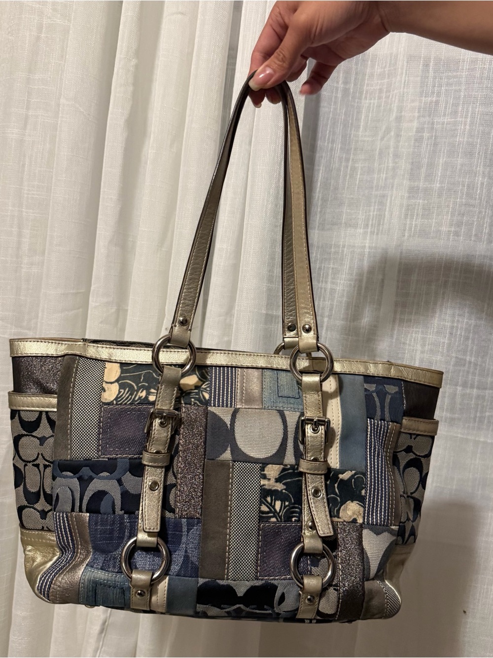 Coach Patchwork Carly Tote Bag in Denim Patchwork